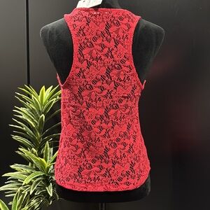 Bershka Lace Back Sleeveless scoop neck,coral tank top